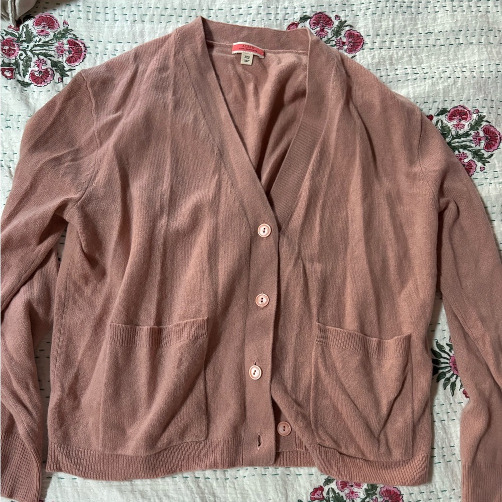 J. Crew Dusty Rose Cardigan Sweater 100% cashmere